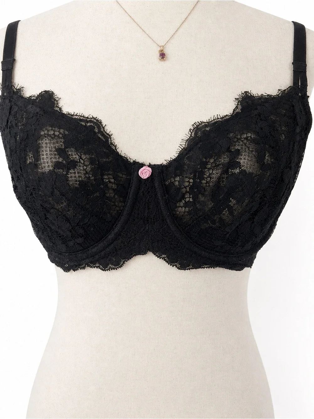 VS Dream Angels Wicked Unlined Lace Balconette Bra Black 34DDD
